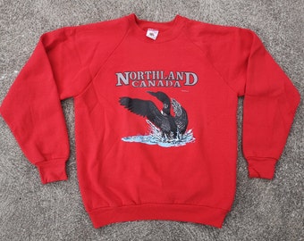 Vintage e classico anni '80/'90 "Northland Canada" Prodotto in Canada da Fruit of the Loom / Felpa girocollo Maglione grande