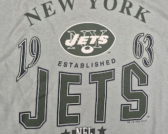 Vintage 1995 New York Jets "Established in 1963" NFL / double green - t- shirt - Made in USA - Large