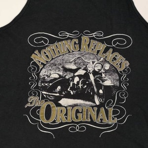 Vintage 1998 Perfectly Faded Bad Ass Harley Davidson Motorcycle &quot;Nothing Replaces the Original&quot; single-stitched Tank Top  / Made in USA / XL