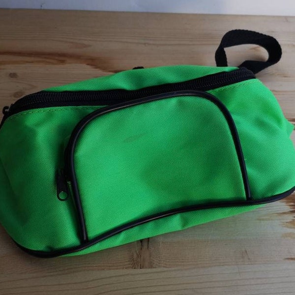 Vintage 90's Neon Green & Black Fanny Pack / Waist Bag / Body Bag