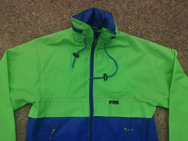 Vintage K-Way Windbreaker: 80er/90er Jahre Color Block Packable Jacke Bild 2