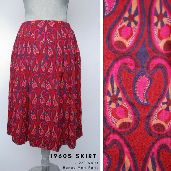 70s Paisley Skirt | Pink Purple Paisley 70s Skirt