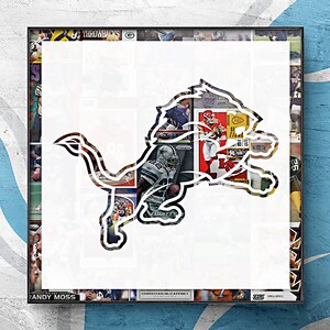 NFL Detroit Lions Fußballkarten Wandbehang mit Rahmen; Maßnahmen 12 "x 12" (Sport-Dekor, Wandkunst, Rahmen, einzigartige Sport-Geschenk)