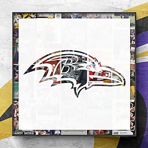 NFL Baltimore Ravens Football Cards Wall Hanging with Frame; mesures 12 " x 12" (Sports Decor, Wall Art, Frame, Unique Sports Gift)