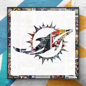 NFL Miami Dolphins FußballKarten Wandbehang mit Rahmen; Maßnahmen 12 "x 12" (Sport-Dekor, Wandkunst, Rahmen, einzigartige Sport-Geschenk)