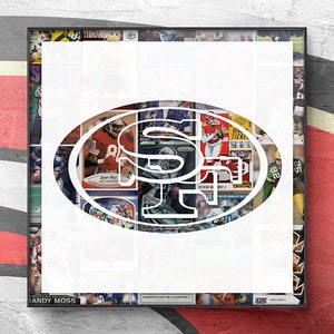 NFL San Francisco 49ers Football Cards Wall Hanging with Frame; mesures 12 " x 12" (Sports Decor, Wall Art, Frame, Unique Sports Gift)