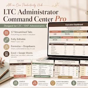 LTC-administratörskommandocenter | SNF-hantering Excel- och Google Sheets-arbetsbok