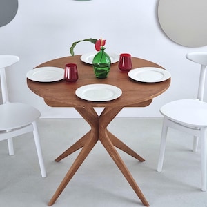 Round Extendable Dining Table JUBI natural wood