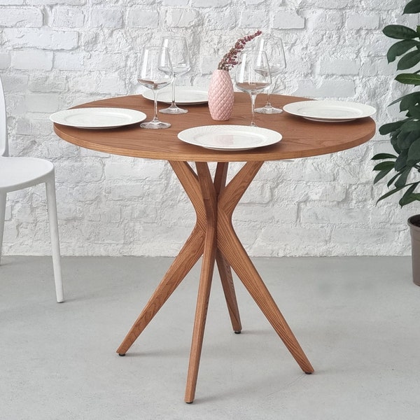 Wooden round small dining table JUBI compact