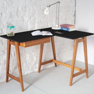 Bureau d'angle LUKA Noir Right side small Oak