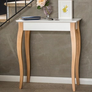 Narrow Console Table with Cabriole Solid Wood Legs (top available in various colors)