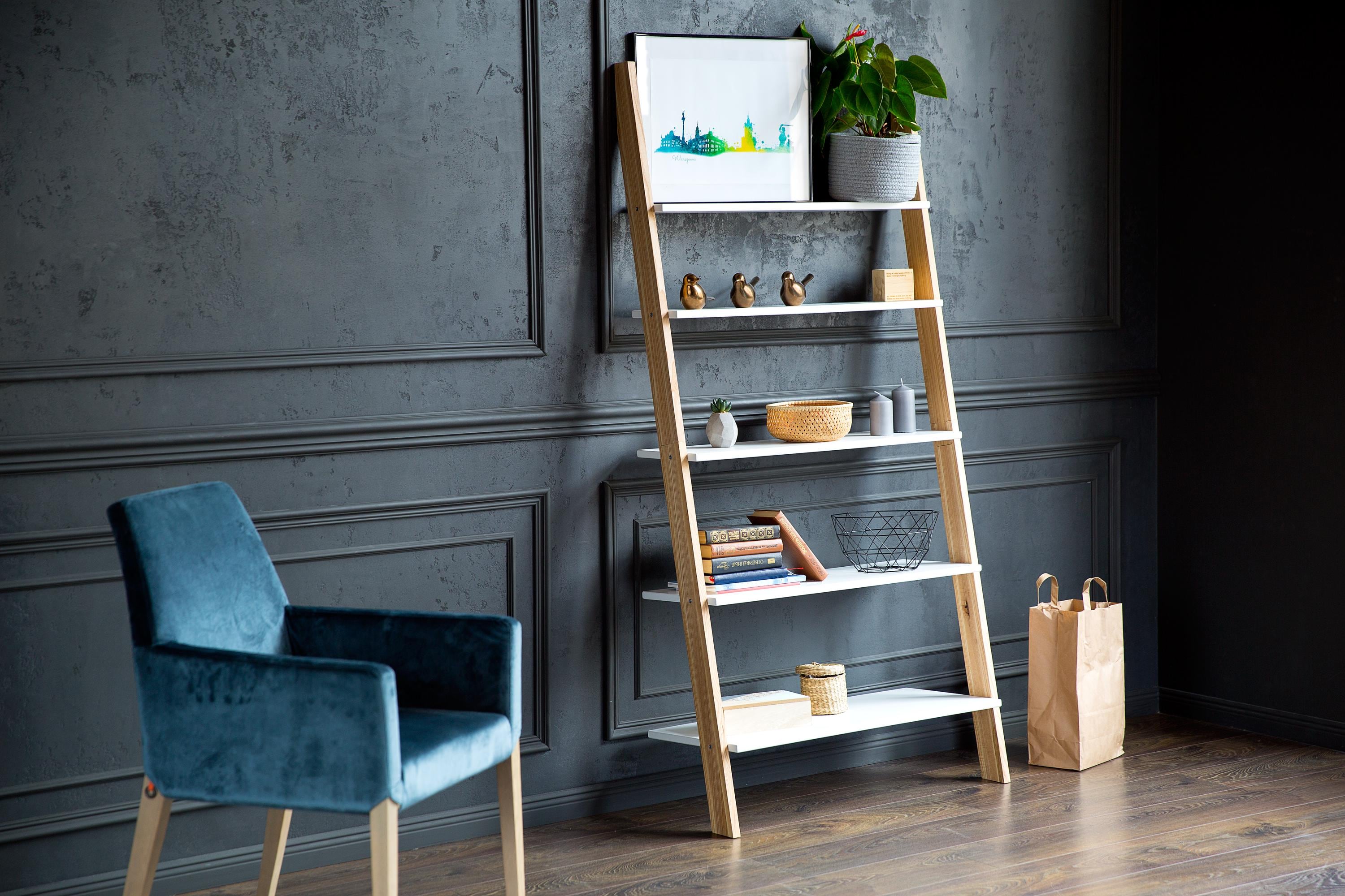 Wide Ladder Shelf 85cm ASHME Shelving Unit for Living Room Bedroom Entryway Etsy
