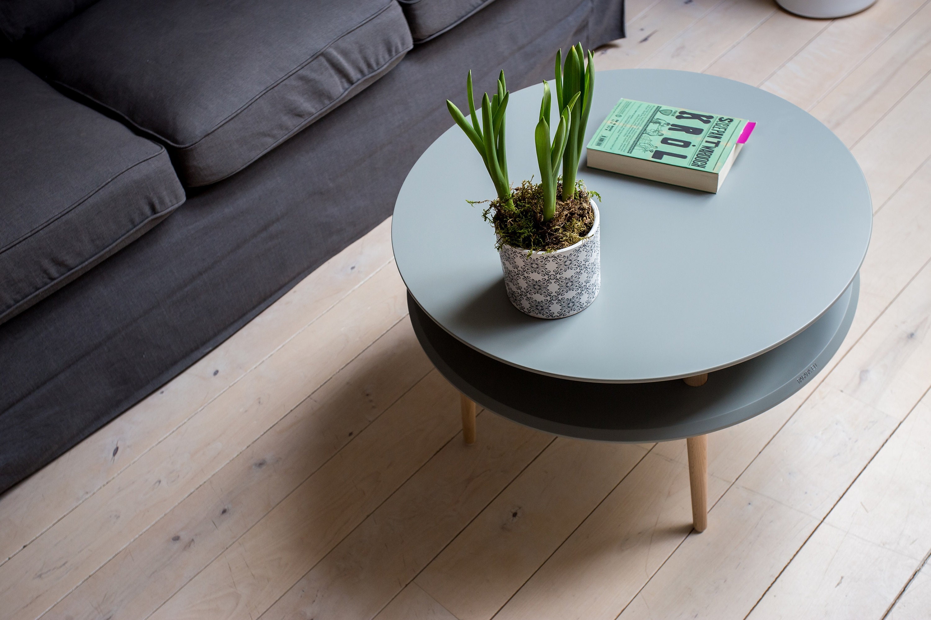 UFO Round Coffee Table With Beechwood Legs Diameter 70 Cm Etsy UK