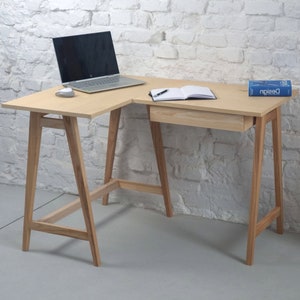 Bureau d'angle en bois Luka natural ash