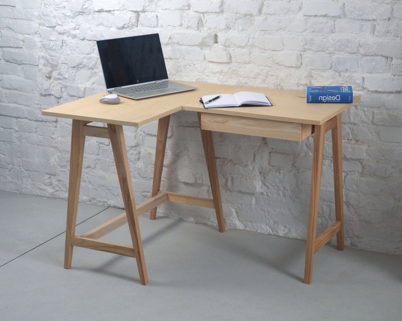 Bureau d'angle en bois Luka natural ash