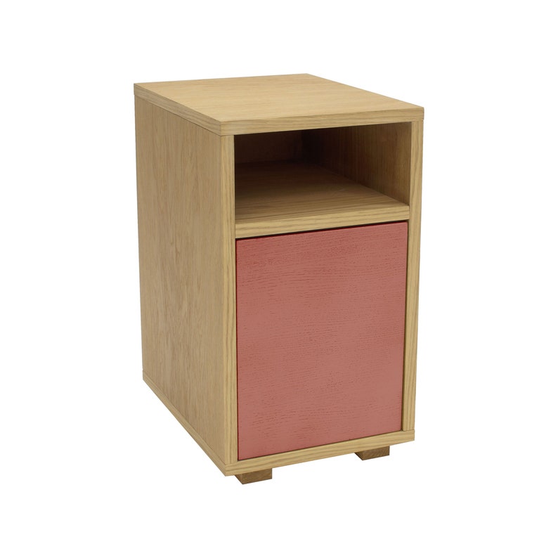 Kleiner Nachttisch SLIM, natural Eiche furniert antique pink