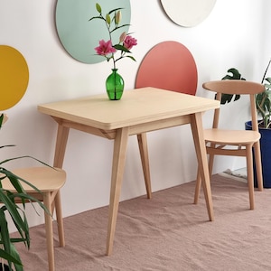 Small extendable table wooden ENVELOPE solid ashwood and veneer - various wood stains image 12
