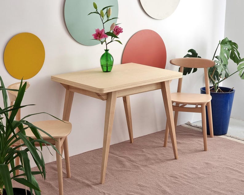 Small extendable table wooden ENVELOPE solid ashwood and veneer - various wood stains image 12