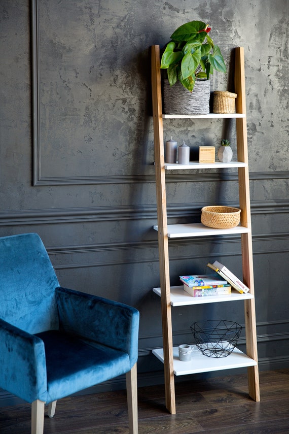 Ashme Narrow Ladder Shelf Shelving Unit For Hallway Bedroom Home Office