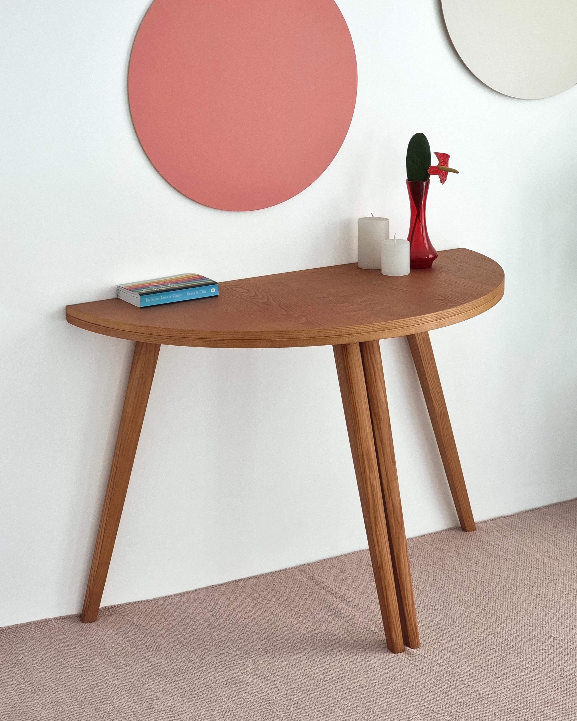 Furnierter,ausklappbarer Halbkreis-Esstisch MAWI, 110 cm/ 120cm , verschiedene Holzfarben