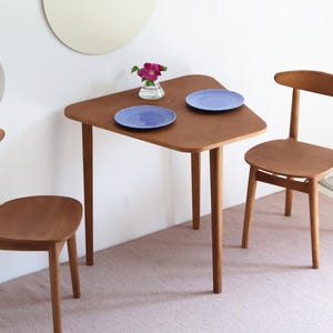 Small dining table  for 2- 3 persons TRAPEZ, rounded trapezoid shape, various wood stains