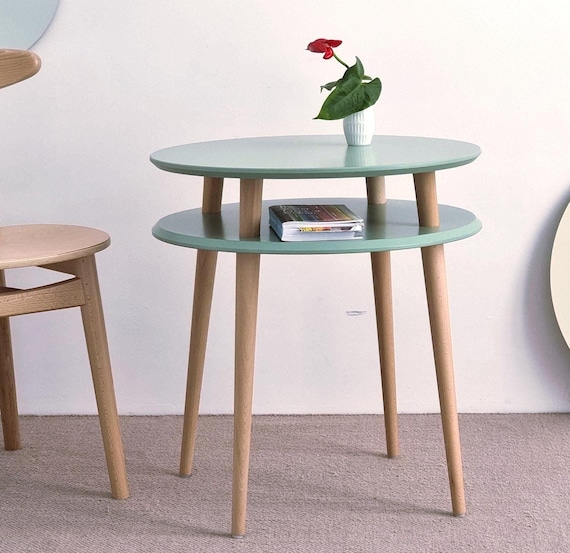 Runder hoher Couchtisch mit Ablagefläche UFO, 61 cm hoch, verschiedene Durchmesser, verschiedene Farben