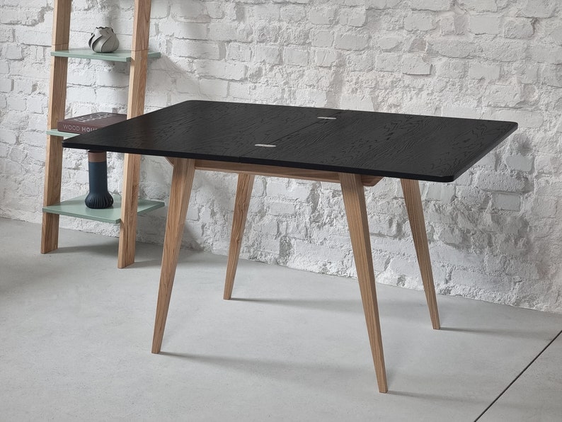 Envelop kleine uitschuifbare tafel eettafel licht hout afbeelding 6