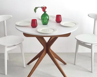 Extendable round dining table 90cm  JUBI (various colours)