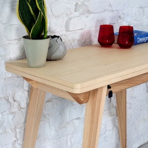 Envelope extentable console table, natural ash veneer image 6