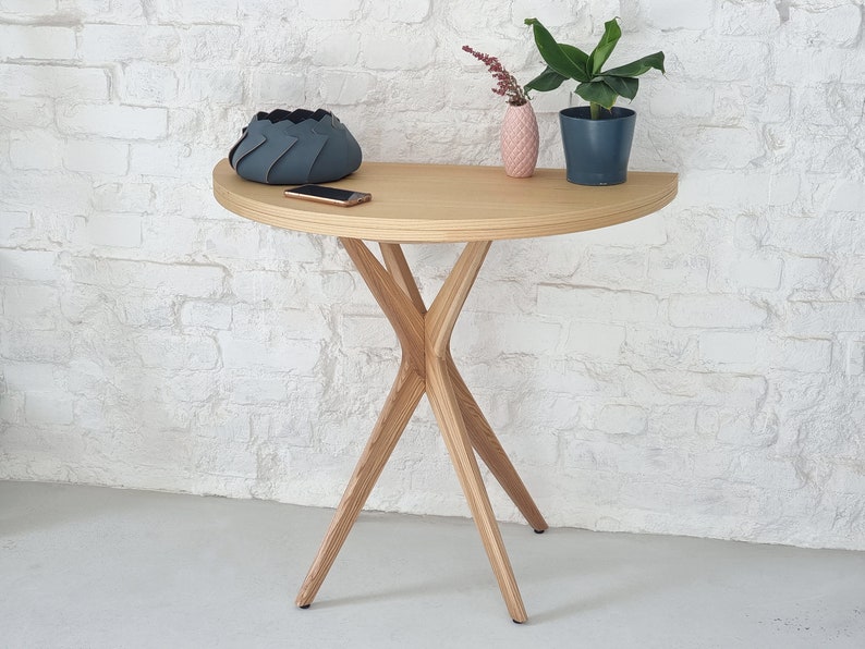 Table ronde demi lune extensible en bois JUBI image 1