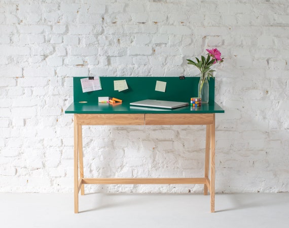 2 drawer Writing Desk 85 110cm LUKA Ashwood With Various Colours of Tabletop Etsy
