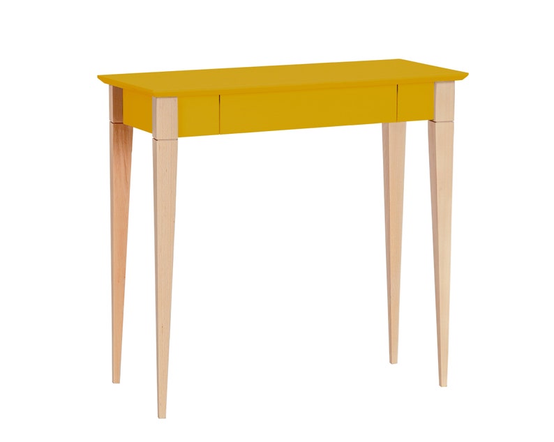 small, narrow Writing Desk, minimalitic desk MIMO broom yellow