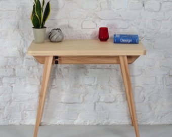 Envelope extentable console table, natural ash veneer