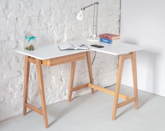 LUKA Small Corner Desk - Ashwood  W 115cm x D 85 cm | Right Side