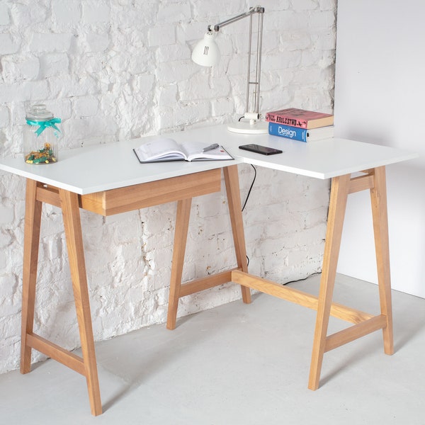 LUKA Small Corner Desk - Ashwood  W 115cm x D 85 cm | Right Side