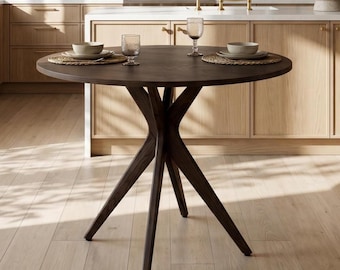 Wooden round small dining table JUBI compact