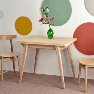 Small extendable table wooden ENVELOPE solid ashwood and veneer - various wood stains image 4