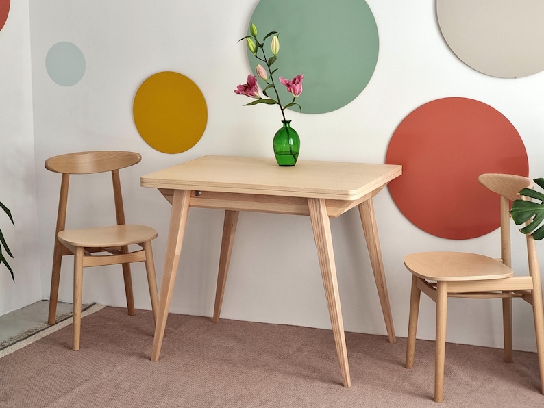 Small extendable table wooden ENVELOPE solid ashwood and veneer - various wood stains image 4