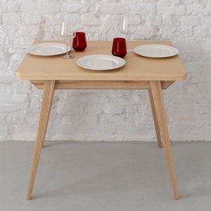 Envelop kleine uitschuifbare tafel eettafel licht hout afbeelding 1