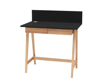 Black Super Mat Writing desk Luka with drawer