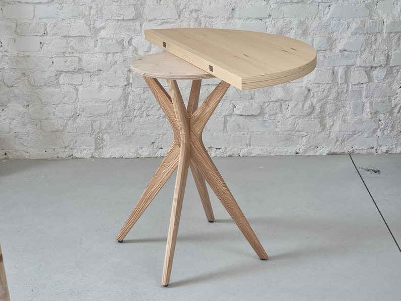 Table ronde demi lune extensible en bois JUBI image 5