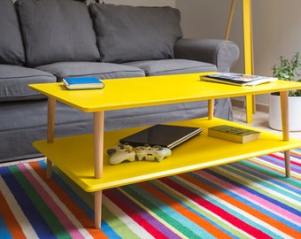 Rectangular Large coffee table  with shelf