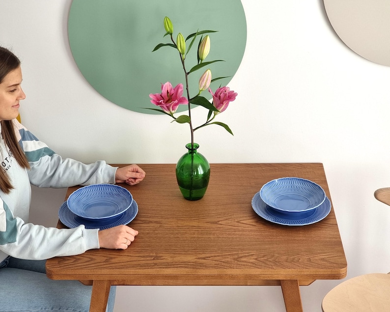 Small extendable table wooden ENVELOPE solid ashwood and veneer - various wood stains image 5