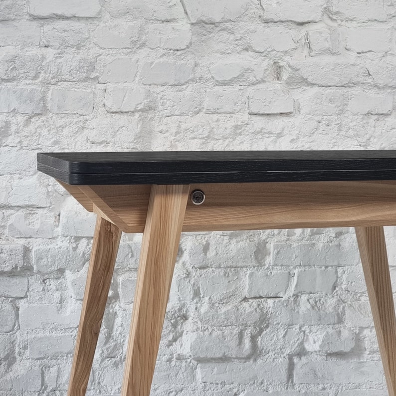 Envelop kleine uitschuifbare tafel eettafel licht hout afbeelding 5