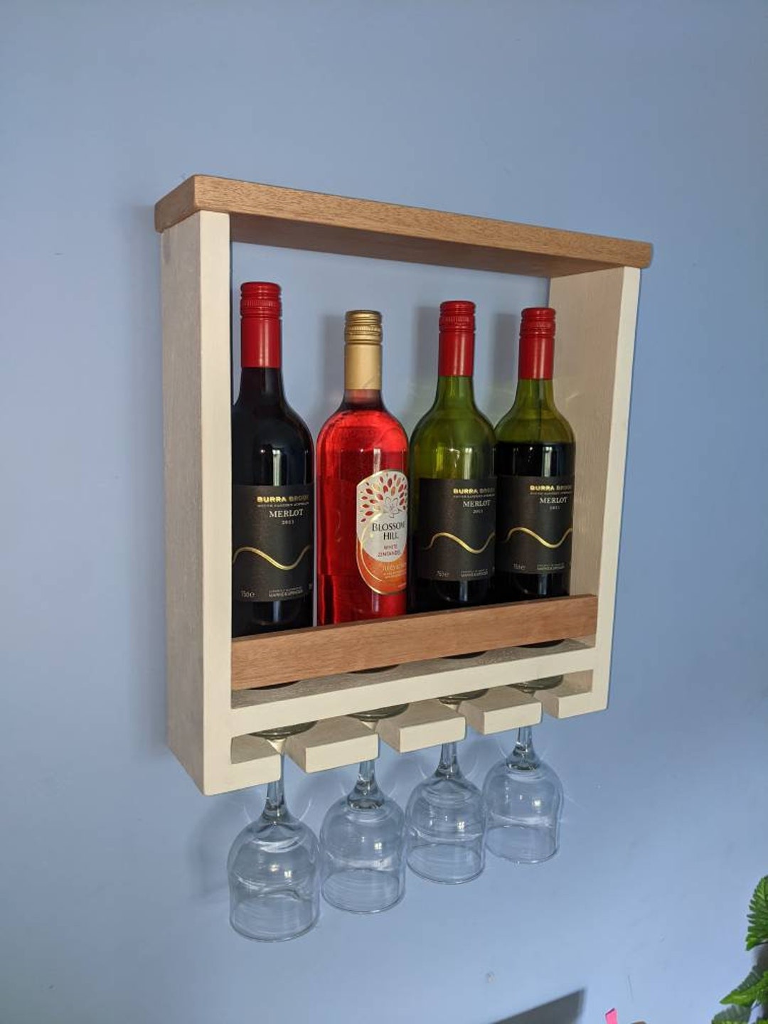 Buy Wall Mounted Wine Rack With Glass Storage Online in India