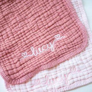 Custom Embroidered Baby Burp Cloth – Personalized Muslin Gift with Name or Scripture | Newborn Shower Gift | Soft Neutral Baby Essentials