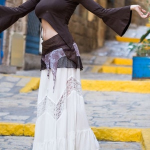 White Lace Maxi Skirt for Women | White Hippie and Boho Maxi Skirt | Oversized Loose Skirt | Boho Wedding Skirt | Evening Skirt