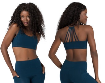 Dance Top, Top for Women, Crop Top, Sports Fitness Top, Activewear, Yoga Top, Open Back Top, Gym Clothes, Tube Top, Festival Wear, Blue Top