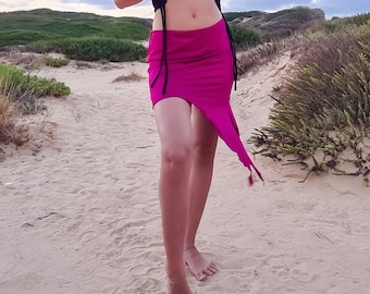 Minigonna da donna, gonna rosa, gonna boho, gonna pixie, gonna da festival, moda estiva, gonna tribale, abbigliamento hippie, gonna da danza del ventre