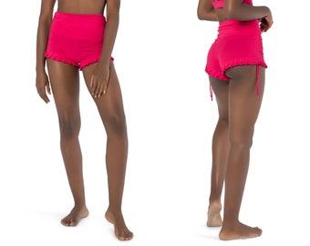 Pink Cotton Mini Shorts Women: High Waisted Yoga Dance Festival Boho Fashion